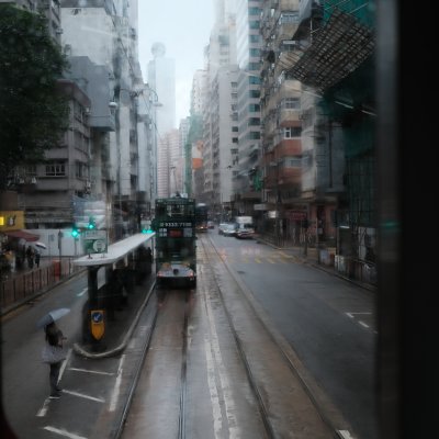 Tram Window into Grey City