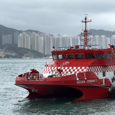 Fireboat 7 in Overcast Harbor