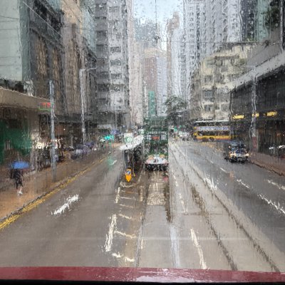 Rain-Soaked Urban Canyon